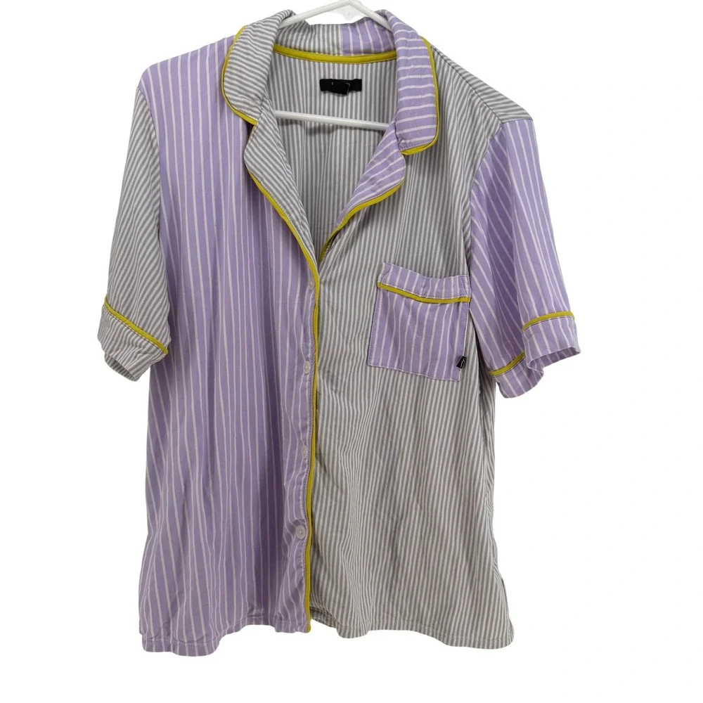 Simply Vera‎ Wang Pajama Set Women Large Purple Grey Striped Colorblock Lounge